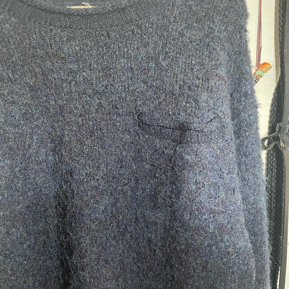 a.n.a Women's Fuzzy Crewneck Navy Blue Sweater - Picture 3 of 6